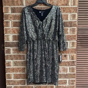 Shimmer black and silver sequence Batwing Dress